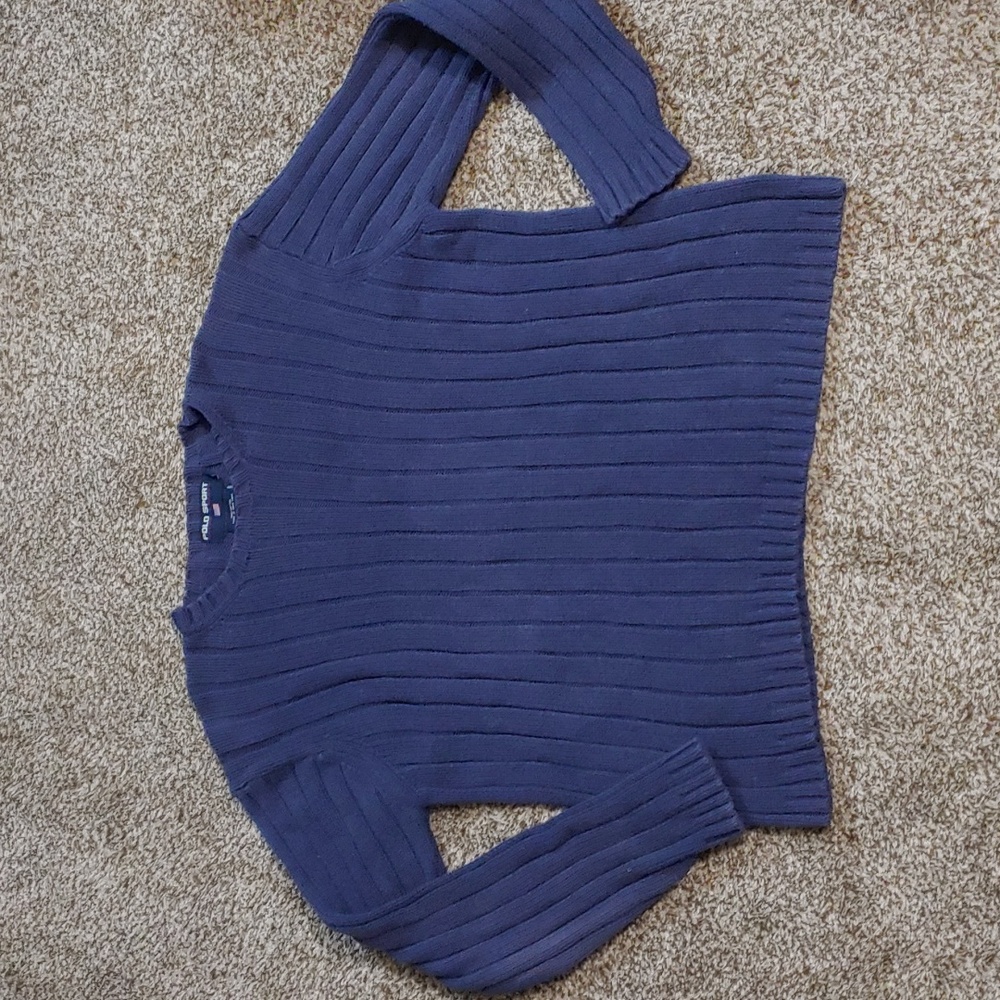 VTG Polo Sport Ralph Lauren Blue Knit Sweater Men's Jumper Size L